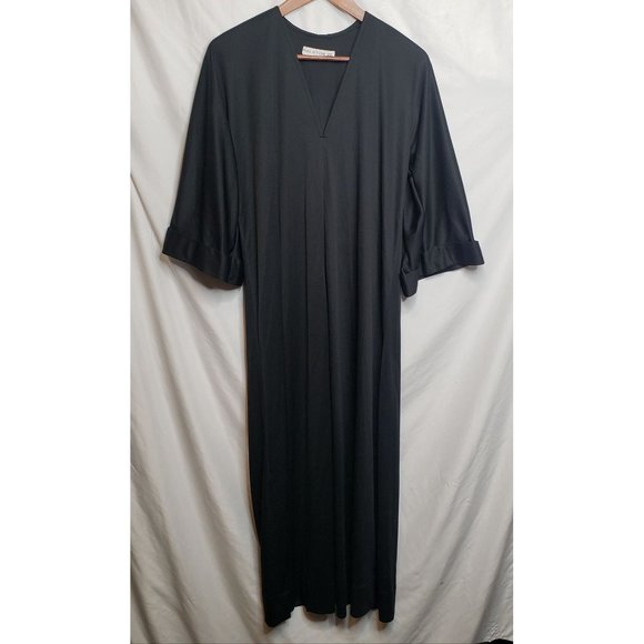Vintage Halston IV Dorian 70s 80s Caftan Dress One Size Union Made Black Polyest - Picture 2 of 12
